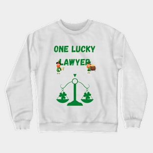 One Lucky Lawyer St Patrick's day  the scales of justice Crewneck Sweatshirt